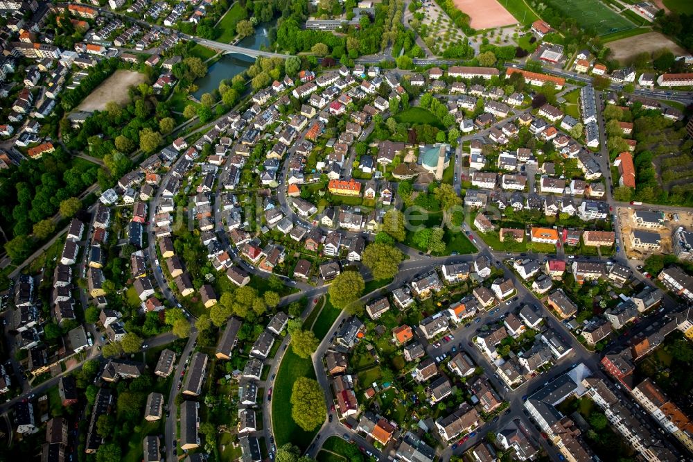 Luftaufnahme Hagen - Wohngebiets- Siedlung Rheinstraße - Mainstraße in Hagen im Bundesland Nordrhein-Westfalen