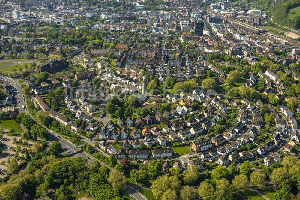 Hagen von oben - Wohngebiets- Siedlung Rheinstraße - Mainstraße in Hagen im Bundesland Nordrhein-Westfalen