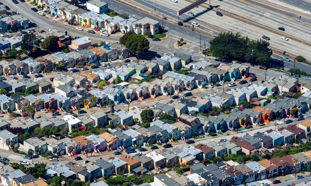 Luftaufnahme South San Francisco - Wohngebiets- Siedlung in South San Francisco in Kalifornien, USA