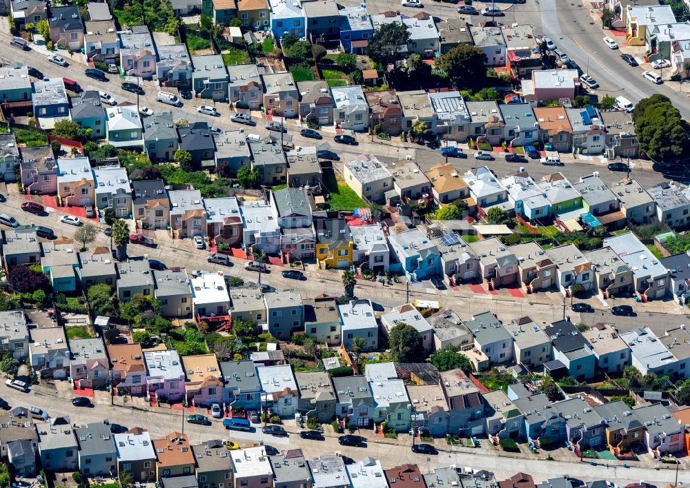 South San Francisco von oben - Wohngebiets- Siedlung in South San Francisco in Kalifornien, USA