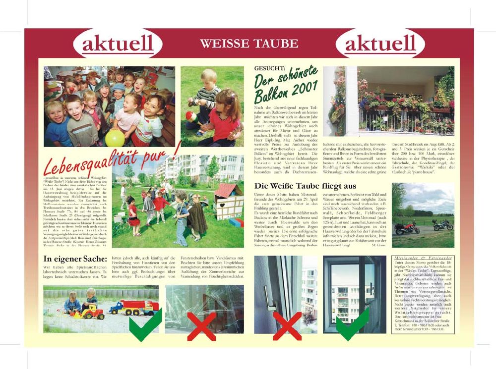 Berlin - Hohenschönhausen von oben - Wohngebietszeitung Sommer 2001 Wohngebiet Weiße Taube der UG MAX AICHER.