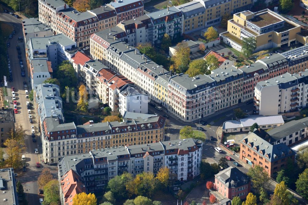 Leipzig OT Plagwitz aus der Vogelperspektive: Wohngebäude im Ortsteil Plagwitz in Leipzig im Bundesland Sachsen