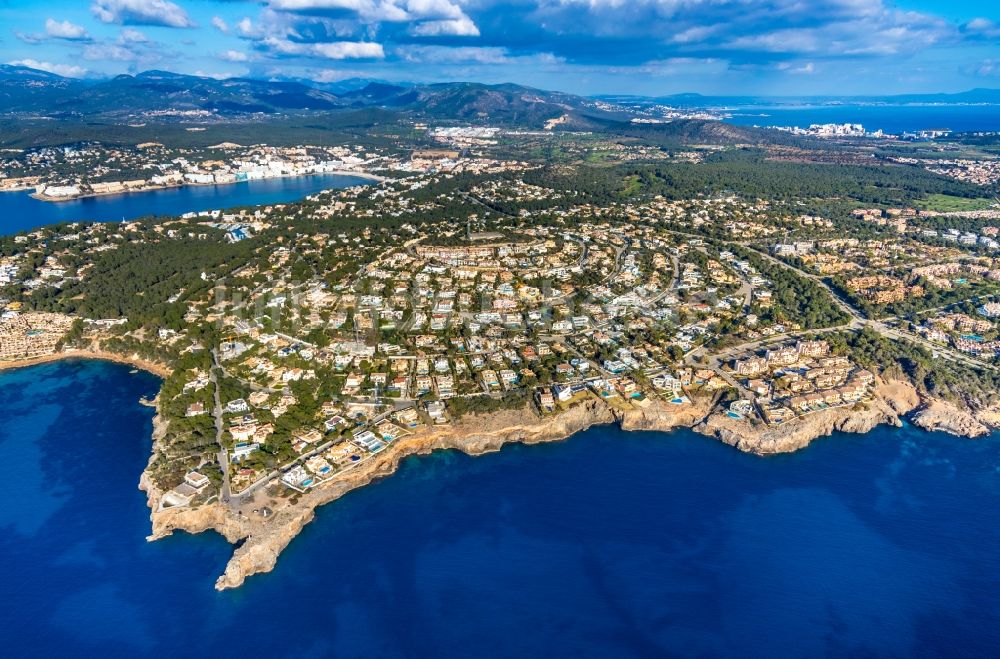 Luftbild Santa Ponca - Wohnhaus- Bebauung auf der Halbinsel der Ortschaft in Santa Ponca in Balearische Insel Malorca, Spanien