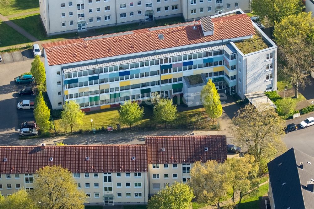 Luftaufnahme Hamm - Wohnhaus der LEG Immobilien AG im Wohngebiet einer Mehrfamilienhaussiedlung an der Tulpenstraße in Hamm im Bundesland Nordrhein-Westfalen