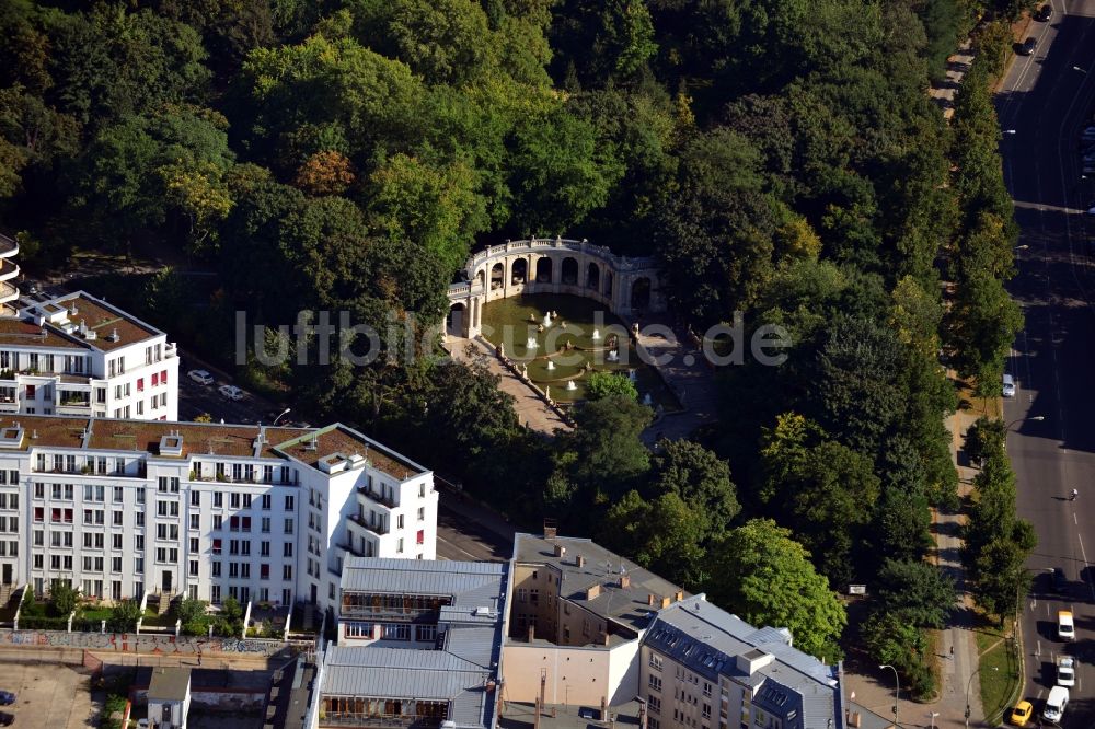 Berlin Friedrichshain aus der Vogelperspektive: Wohnhaus - Neubaugebiet Prenzlauer Gärten im Stadtteil Friedrichshain von Berlin