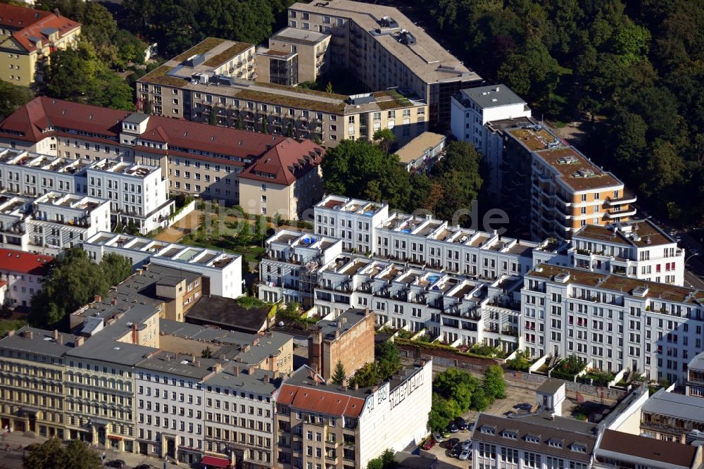 Luftbild Berlin Friedrichshain - Wohnhaus - Neubaugebiet Prenzlauer Gärten im Stadtteil Friedrichshain von Berlin