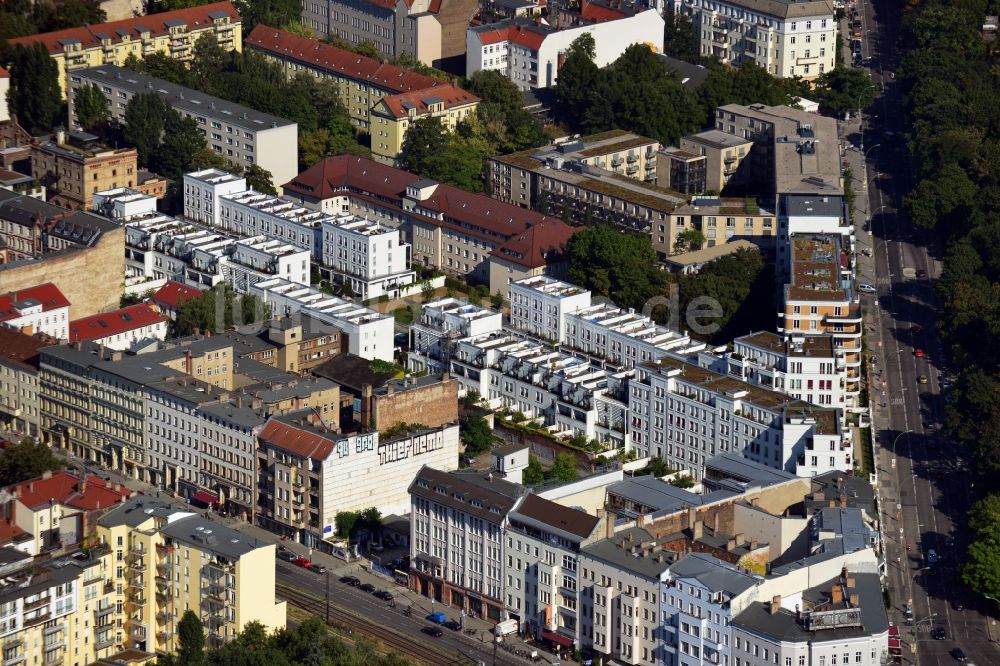 Berlin Friedrichshain von oben - Wohnhaus - Neubaugebiet Prenzlauer Gärten im Stadtteil Friedrichshain von Berlin