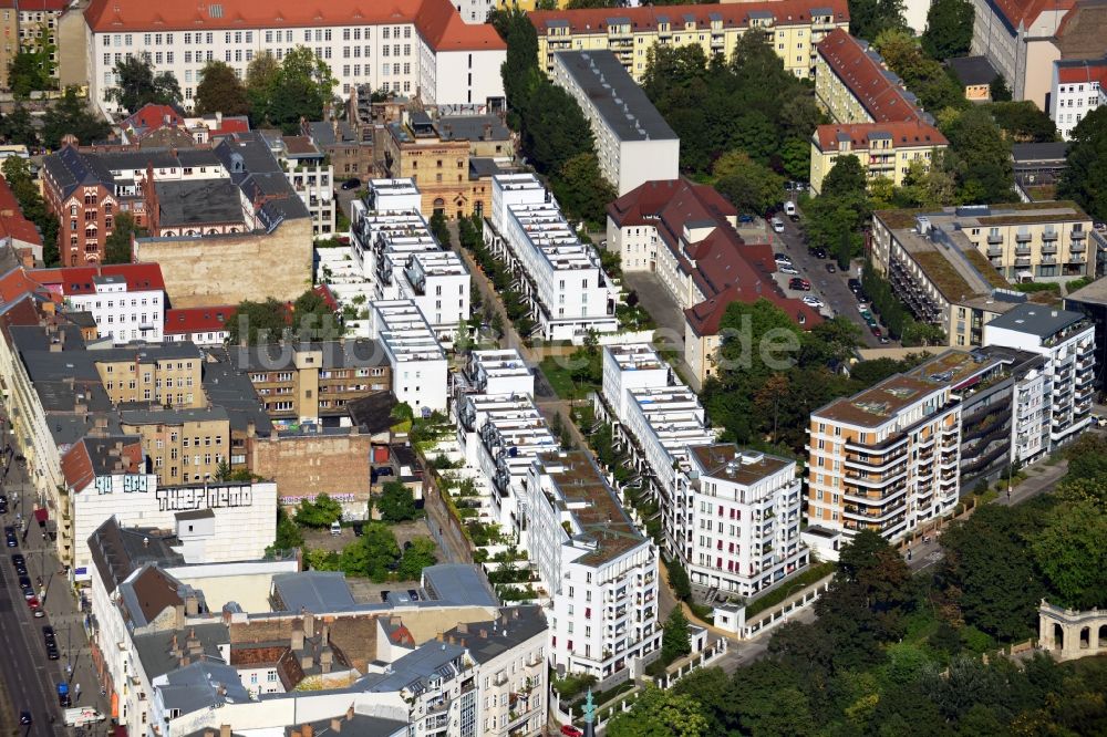 Luftbild Berlin Friedrichshain - Wohnhaus - Neubaugebiet Prenzlauer Gärten im Stadtteil Friedrichshain von Berlin