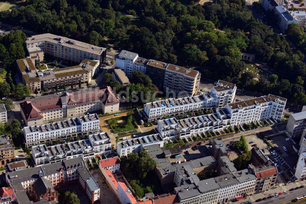 Luftbild Berlin Friedrichshain - Wohnhaus - Neubaugebiet Prenzlauer Gärten im Stadtteil Friedrichshain von Berlin