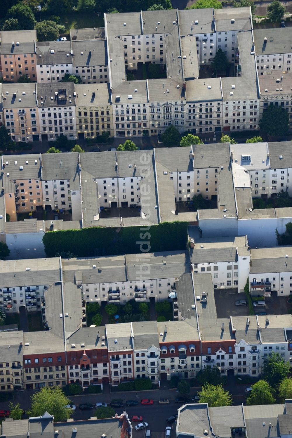 Magdeburg aus der Vogelperspektive: Wohnhaus- Reihe in Magdeburg im Bundesland Sachsen-Anhalt