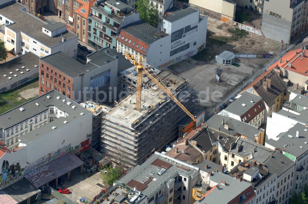 Luftbild Berlin - Wohnhausneubau Linienstrasse in Berlin - Mitte