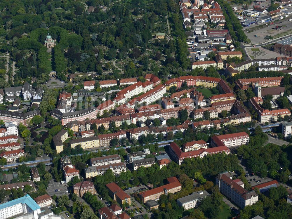 Luftbild Freiburg im Breisgau - Wohnhäuser in Brühl-Beurbarung in Freiburg, Baden-Württemberg