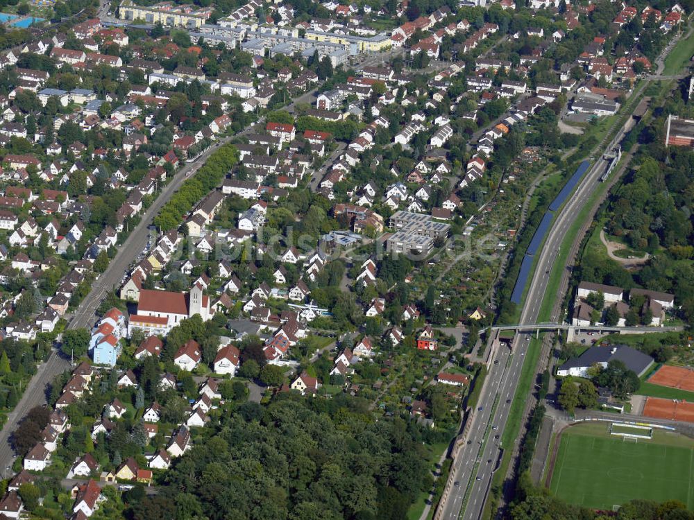 Freiburg im Breisgau von oben - Wohnhäuser im Stadtteil Waldsee in Freiburg, Baden-Württemberg