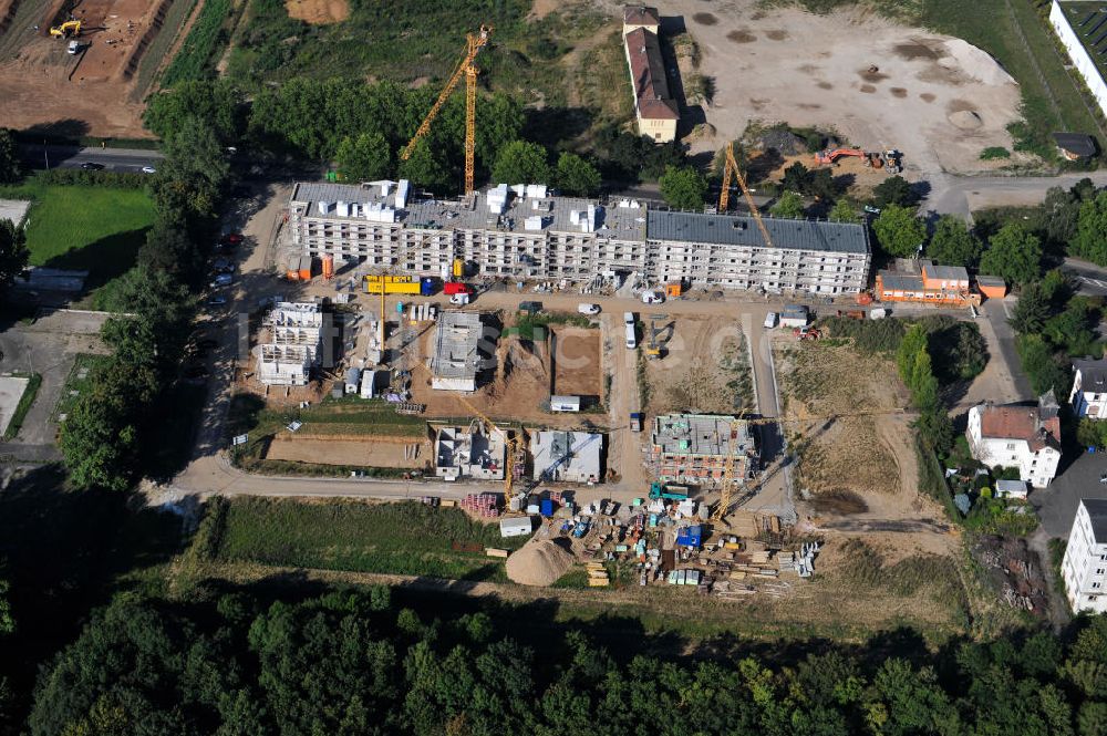 Hattersheim von oben - Wohnneubau am Hessendamm in Hattersheim am Main