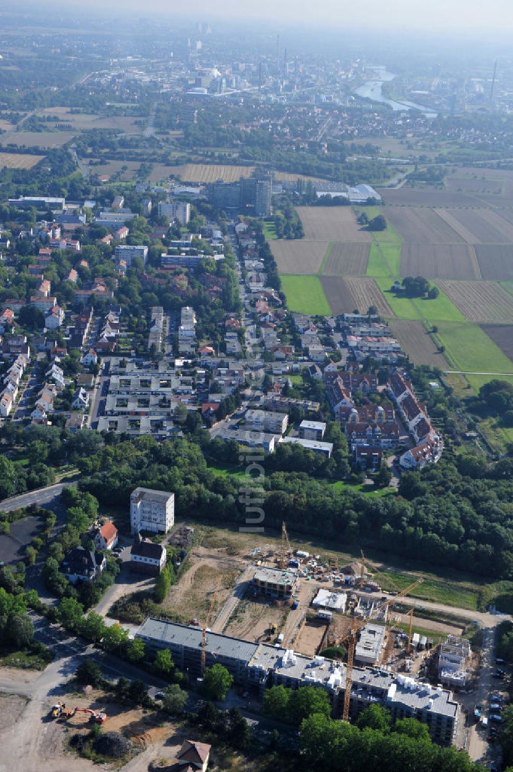 Luftbild Hattersheim - Wohnneubau am Hessendamm in Hattersheim am Main