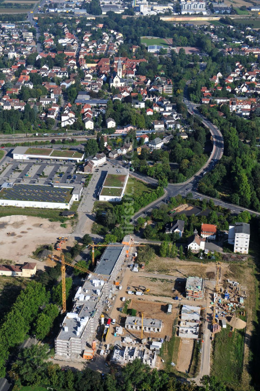 Luftbild Hattersheim - Wohnneubau am Hessendamm in Hattersheim am Main