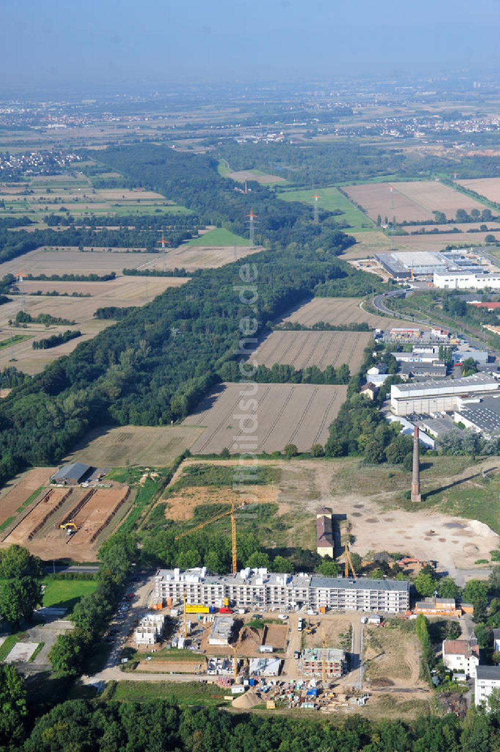 Luftbild Hattersheim - Wohnneubau am Hessendamm in Hattersheim am Main