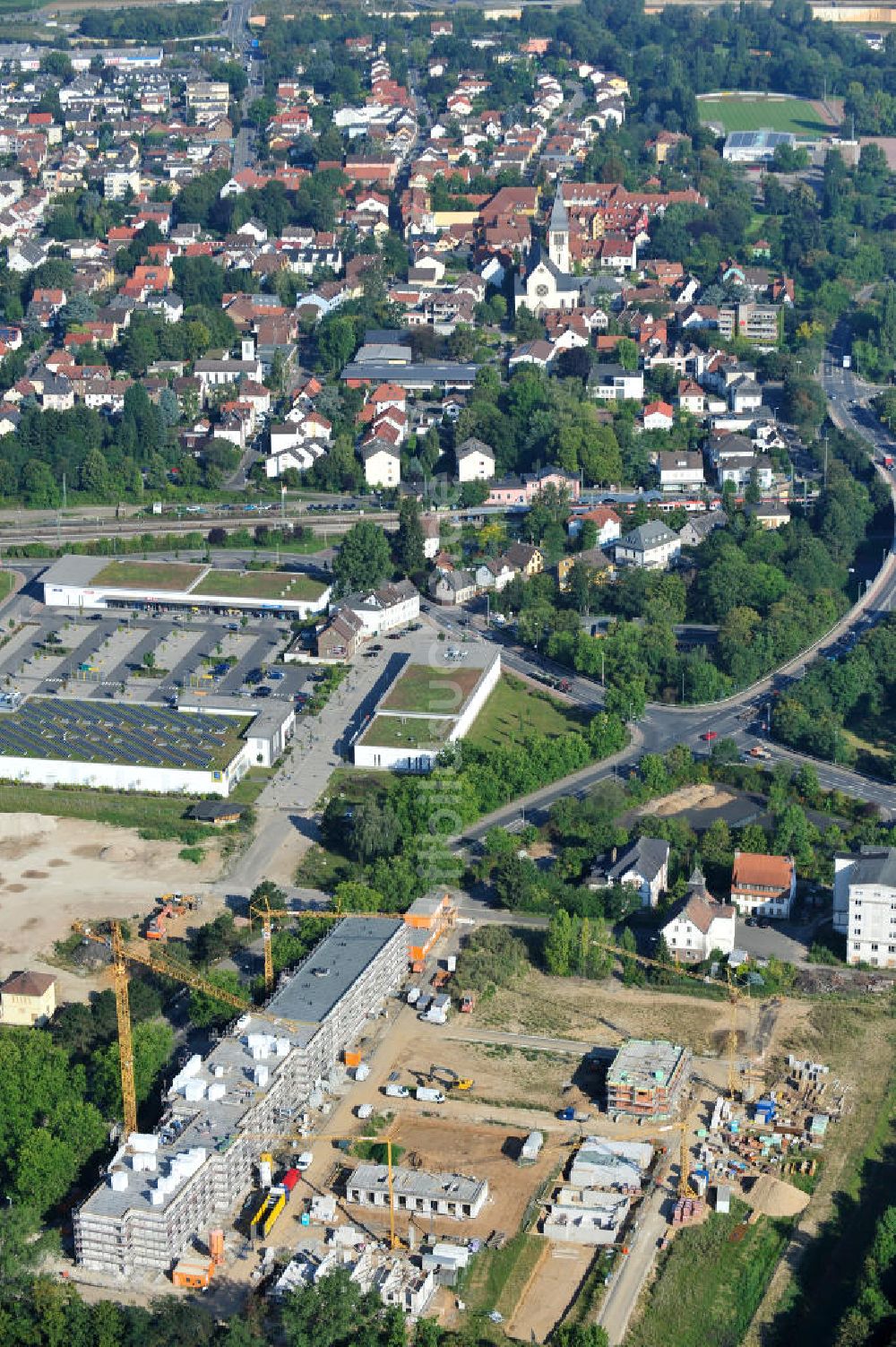 Luftaufnahme Hattersheim - Wohnneubau am Hessendamm in Hattersheim am Main