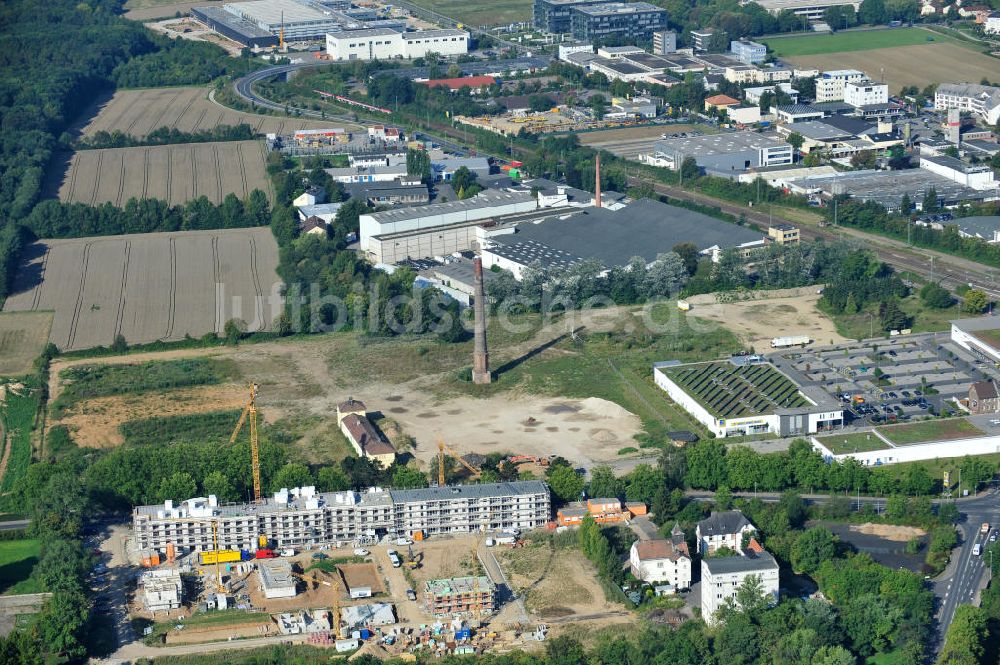 Hattersheim aus der Vogelperspektive: Wohnneubau am Hessendamm in Hattersheim am Main