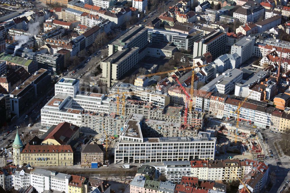 Luftaufnahme München - Wohnneubau der NYMPHENBURGER INNENHÖFE in der Münchener Maxvorstadt