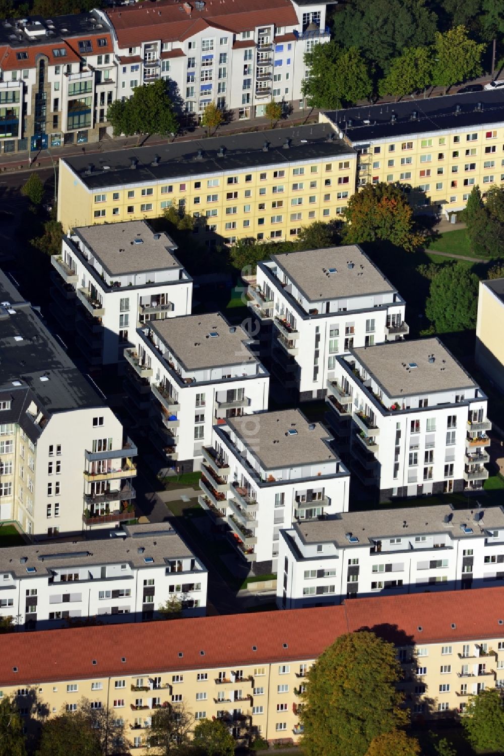 Berlin Lichtenberg von oben - Wohnneubau - Siedlung mit Mehrfamilienhäusern an der Möllendorfstraße in Berlin Lichtenberg