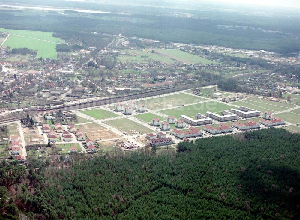 Luftaufnahme Michendorf - Wohnneubaugebiet an der Bahnstraße in Michendorf / Potsdam - Mittelmark / BRB.