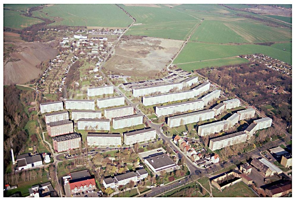 Luftaufnahme Eisleben / SA - Wohnneubaugebiet im Nordwesten der Lutherstadt Eisleben in Sachsen-Anhalt.