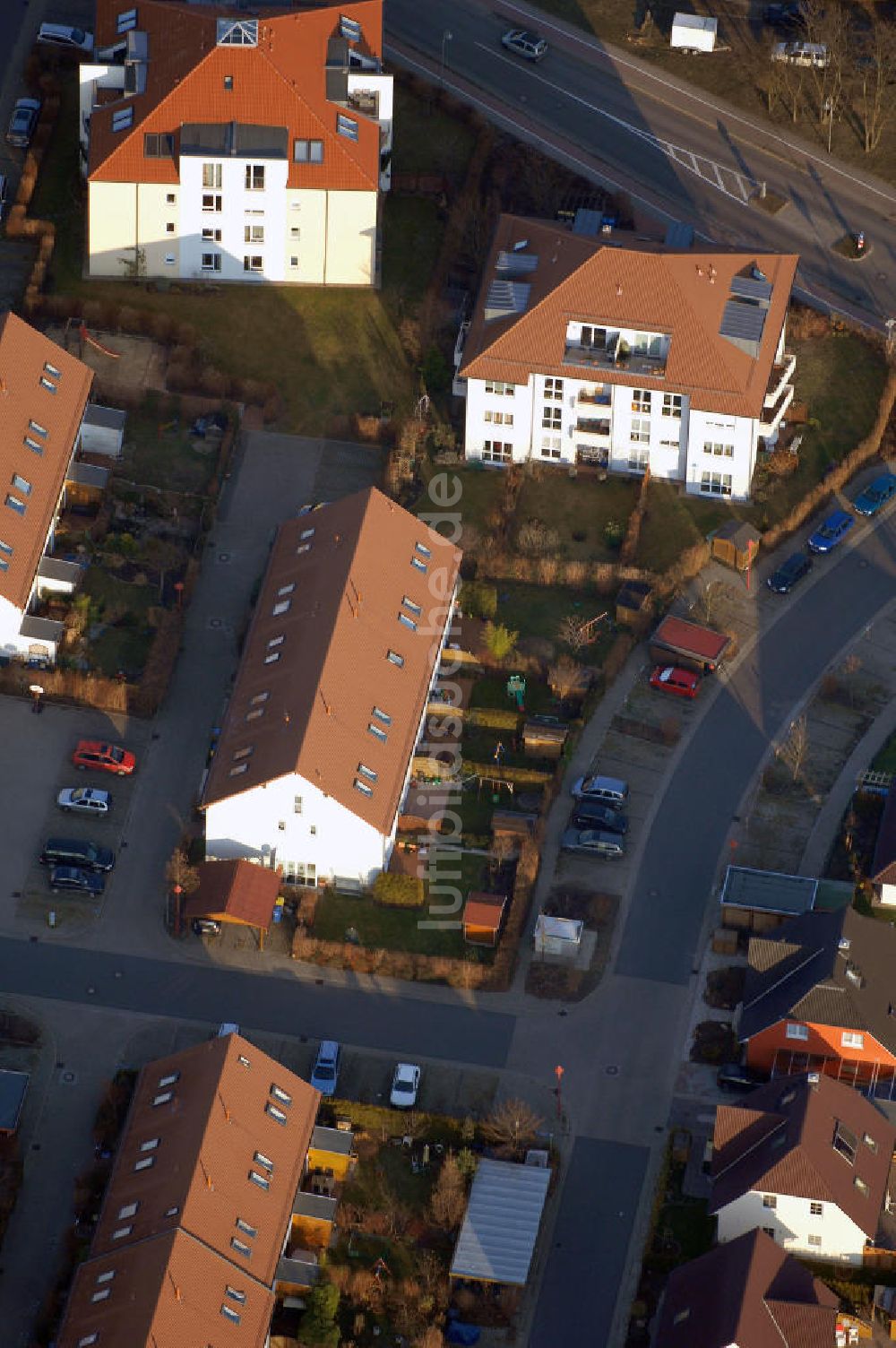 Stahnsdorf von oben - Wohnneubaugebiet an der Sputendorfer Strasse in Stahnsdorf