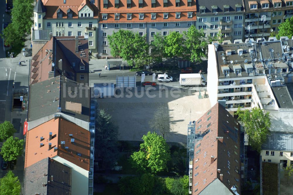 München von oben - Wohnneubaugebietes an der Implerstrasse / Thalkirchnerstrasse in München - Sendling