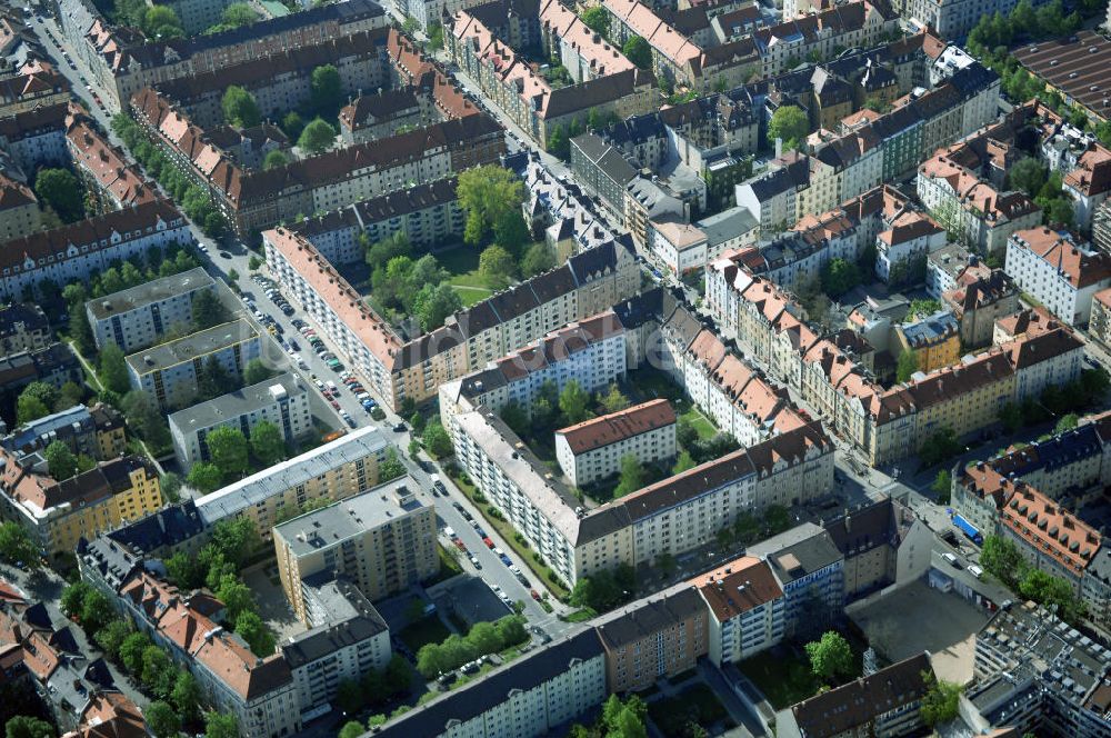 Luftaufnahme München - Wohnneubaugebietes an der Implerstrasse / Thalkirchnerstrasse in München - Sendling