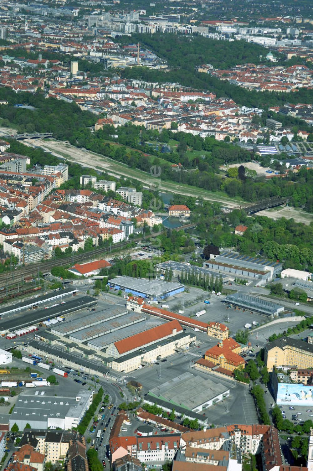 Luftbild München - Wohnneubaugebietes an der Implerstrasse / Thalkirchnerstrasse in München - Sendling