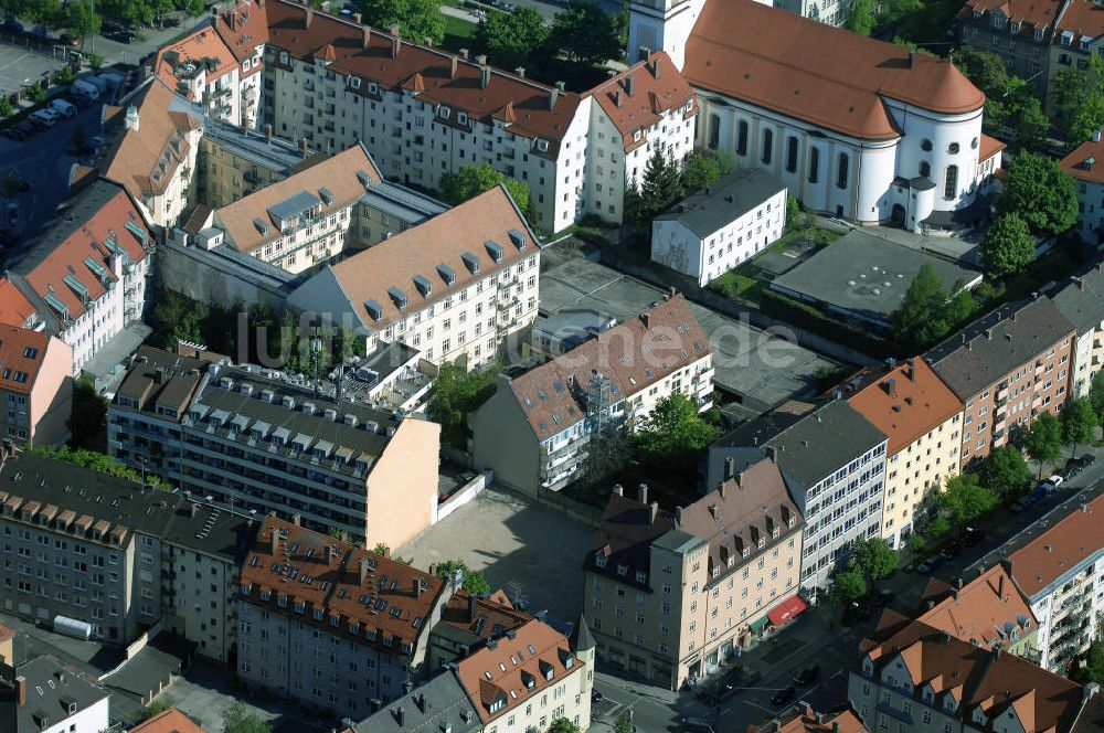 München aus der Vogelperspektive: Wohnneubaugebietes an der Implerstrasse / Thalkirchnerstrasse in München - Sendling