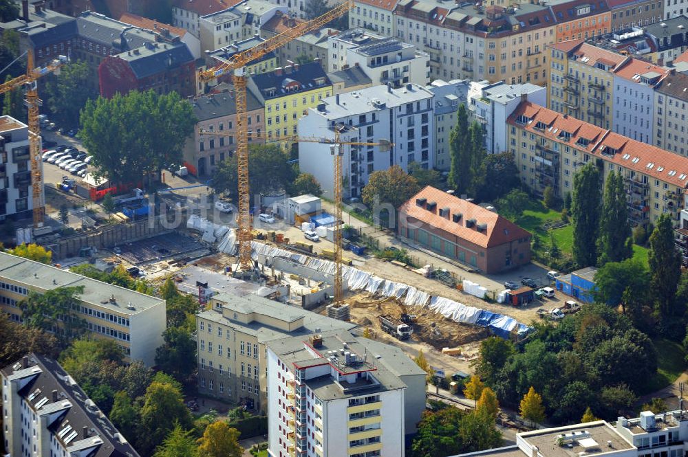 Berlin Mitte von oben - Wohnneubauobjekt Residence Garden an der Gartenstraße in Berlin - Mitte