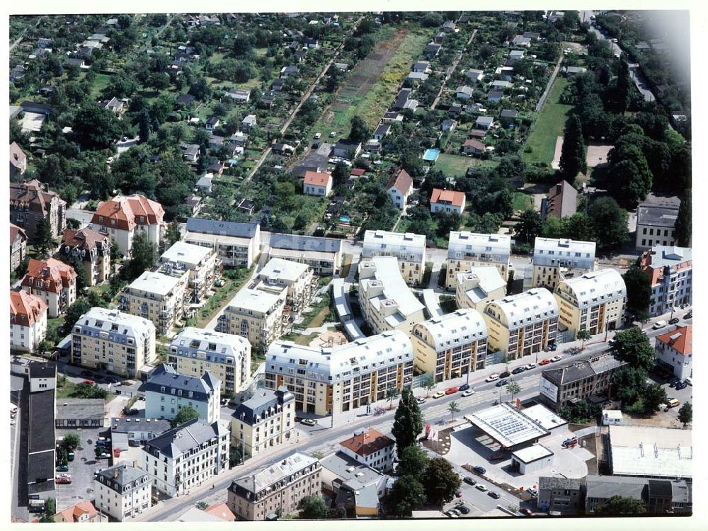 Luftaufnahme Dresden - Pieschen - Wohnneubausiedlung der HVB-Projekt August der Starke an der Weinböhlaerstraße in Dresden-Pieschen.