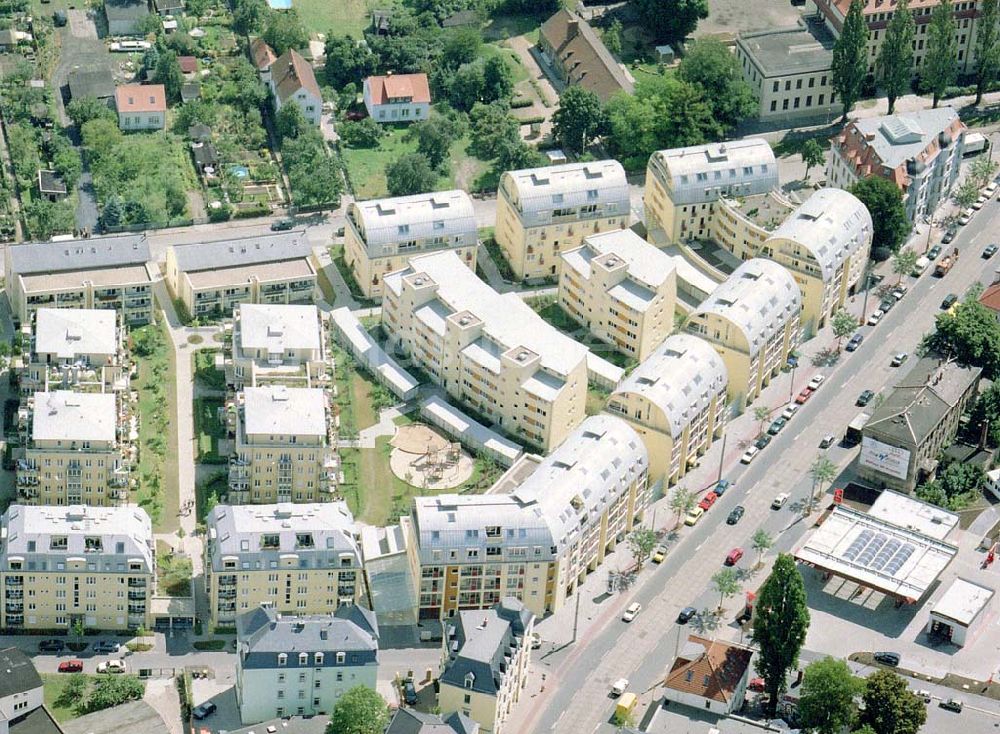 Dresden - Pieschen aus der Vogelperspektive: Wohnneubausiedlung der HVB-Projekt an der Weinböhlaerstraße in Dresden-Pieschen.