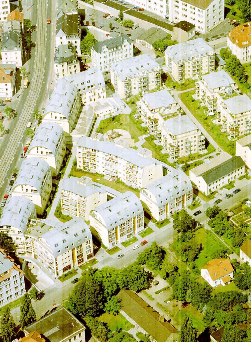 Dresden - Pieschen von oben - Wohnneubausiedlung der HVB-Projekt an der Weinböhlaerstraße in Dresden-Pieschen.