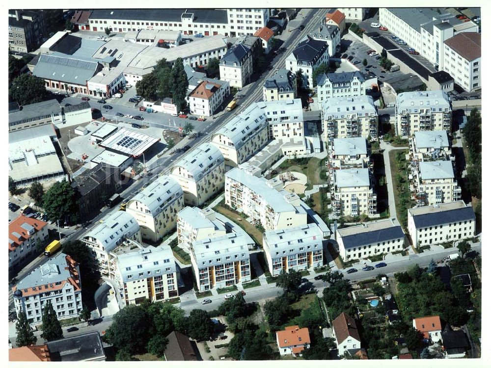 Dresden - Pieschen aus der Vogelperspektive: Wohnneubausiedlung der HVB-Projekt an der Weinböhlaerstraße in Dresden-Pieschen.