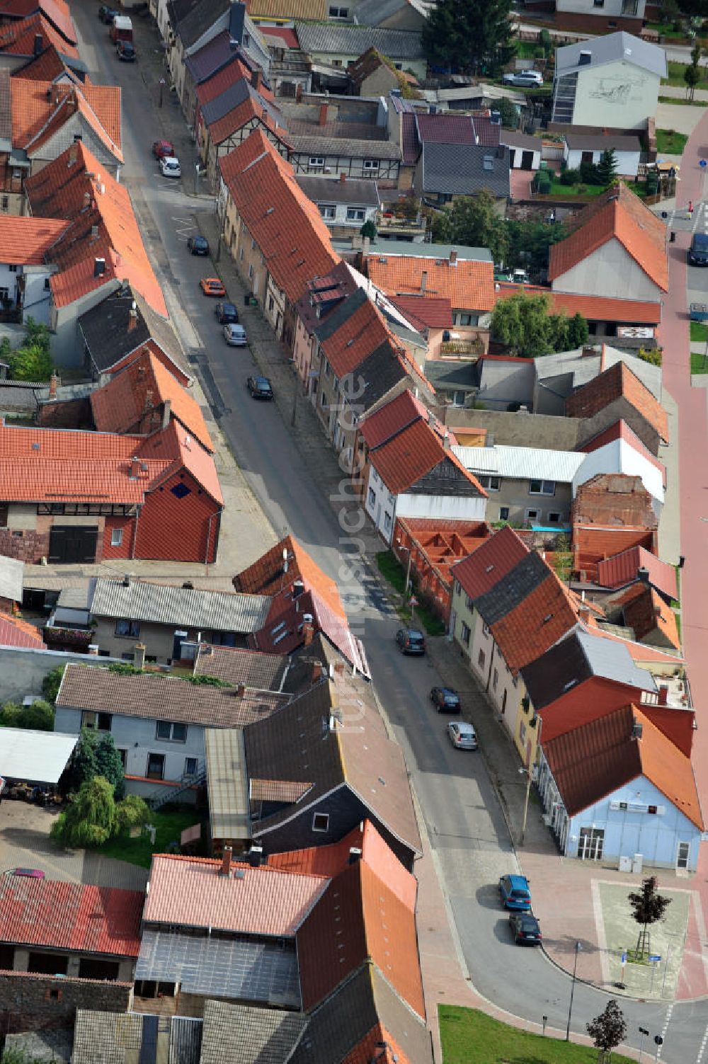 Luftbild Kelbra - Wohnsiedlung aus Fachwerkhäusern in der Innenstadt von Kelbra in Sachsen-Anhalt