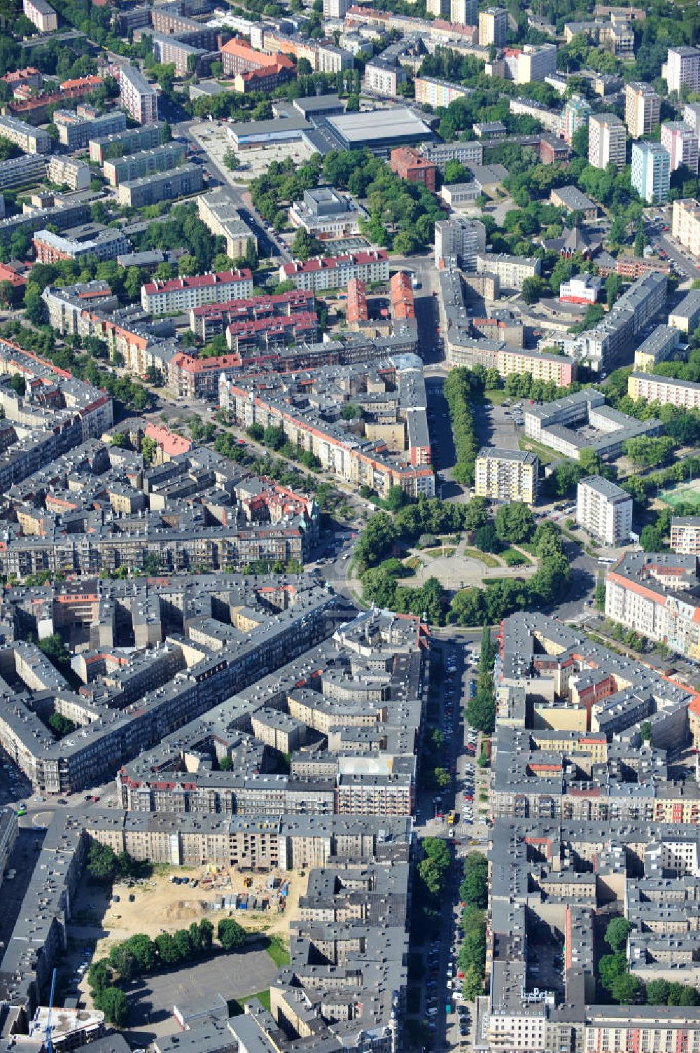 Luftaufnahme STETTIN - Wohnsiedlung um den Grünwald Platz in Stettin