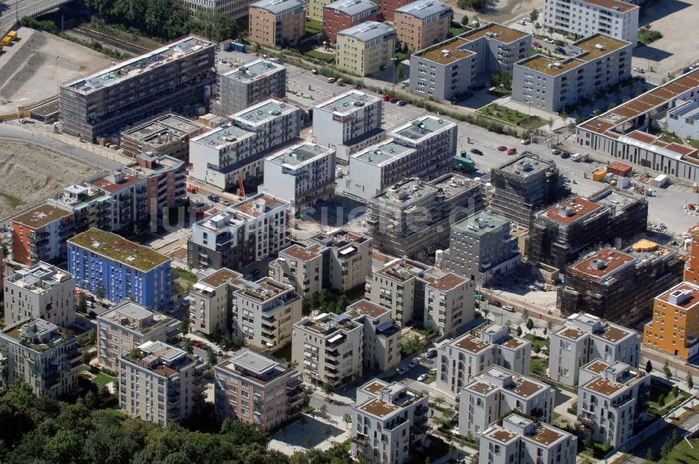 München von oben - Wohnsiedlung in München Theresienhöhe