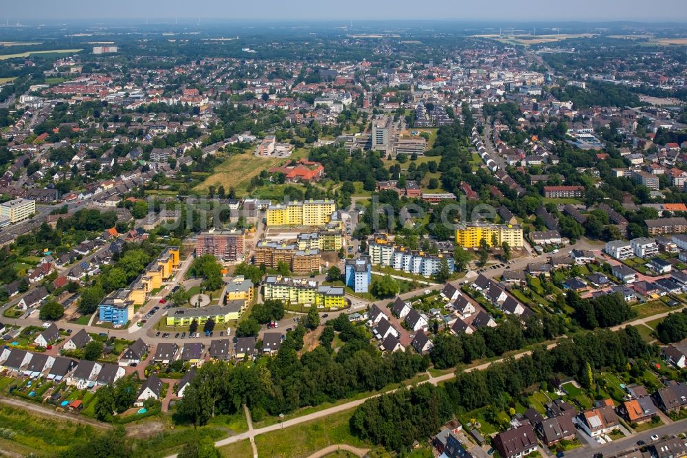 Recklinghausen aus der Vogelperspektive: Wohnsiedlung Neue Stadtgärten in Recklinghausen im Bundesland Nordrhein-Westfalen