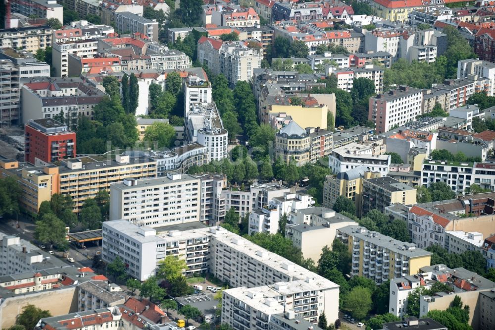 Berlin aus der Vogelperspektive: Wohnsiedlung um den Prager Platz im Bezirk Wilmersdorf in Berlin