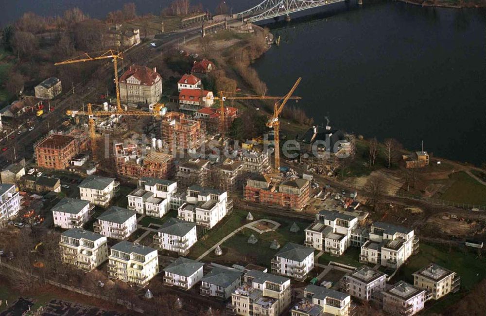 Luftbild Potsdam, an der Glienicker Brücke - Wohnungsneubau am Glienicker Horn durch BHB und GROTH + GRAALFS