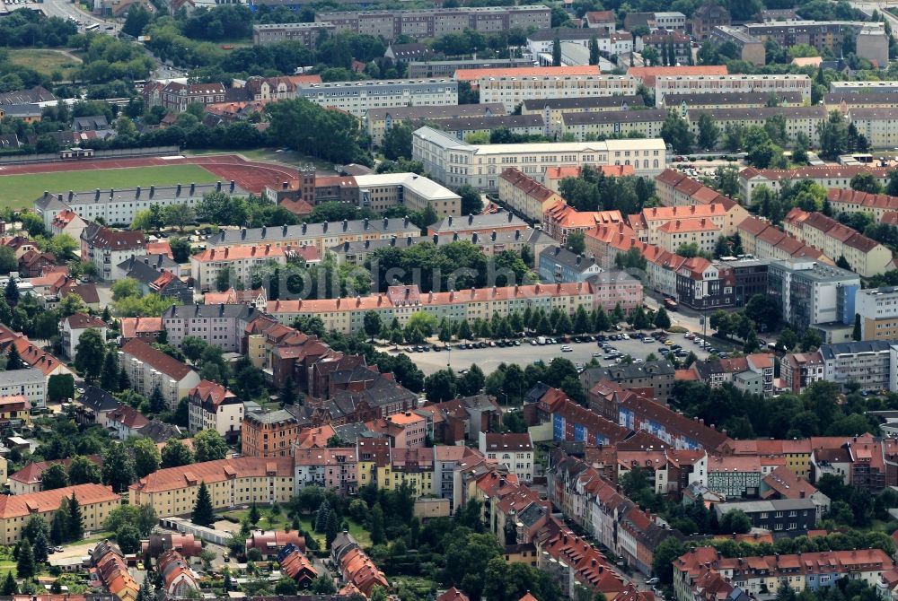 Nordhausen aus der Vogelperspektive: Wohnviertel am Taschenberg in Nordhausen im Bundesland Thüringen