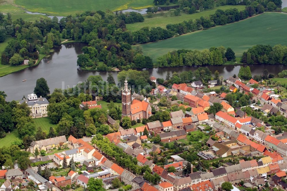 Wörlitz aus der Vogelperspektive: Wörlitzer Park und Ortschaft Wörlitz in Oranienbaum-Wörlitz im Bundesland Sachsen-Anhalt