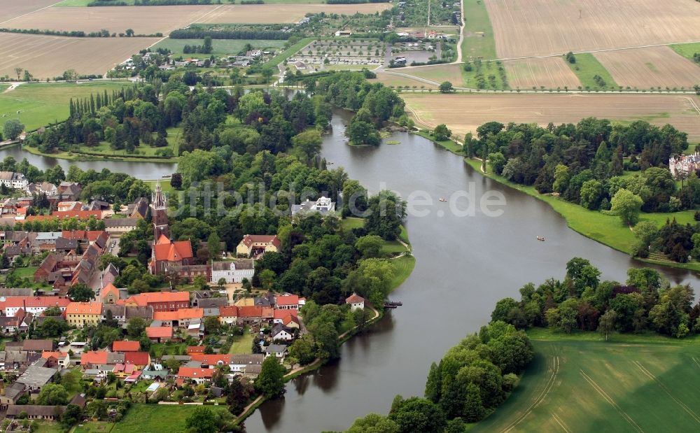 Wörlitz von oben - Wörlitzer Park und Ortschaft Wörlitz in Oranienbaum-Wörlitz im Bundesland Sachsen-Anhalt