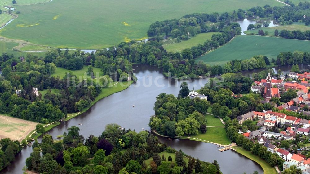 Wörlitz von oben - Wörlitzer Park und Ortschaft Wörlitz in Oranienbaum-Wörlitz im Bundesland Sachsen-Anhalt