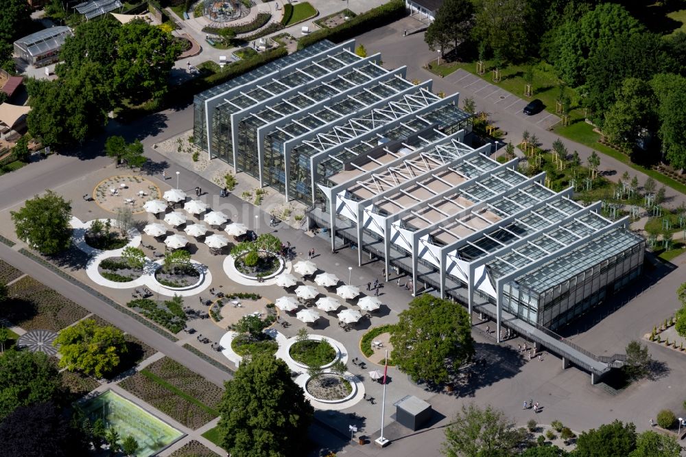 Erfurt aus der Vogelperspektive: Wüsten- und Urwaldhaus Danakil im egapark im Ortsteil Hochheim in Erfurt im Bundesland Thüringen, Deutschland