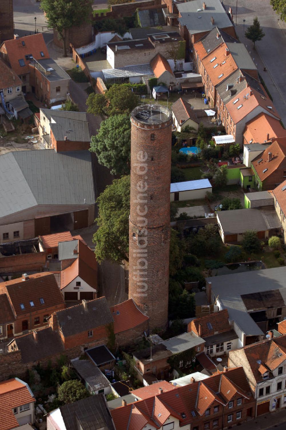 Tangermünde aus der Vogelperspektive: wurde dieser auf 47 m erhöht