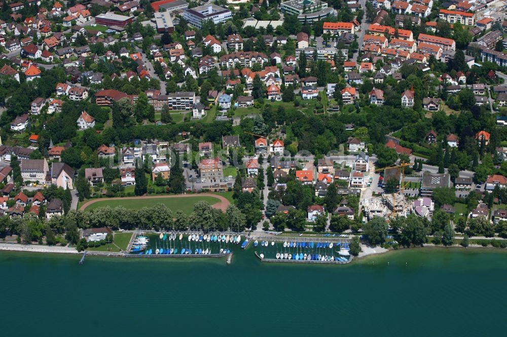 Luftaufnahme Überlingen - Yachthafen in Überlingen am Bodensee, im Bundesland Baden-Württemberg